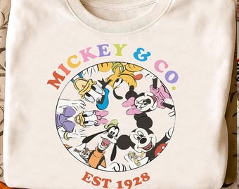 Disney Vintage Cartoon Friends PNG, Mickey & Co Retro Disneyworld Clipart, Cute Disney Characters Digital Download, Disney PNG for Shirts