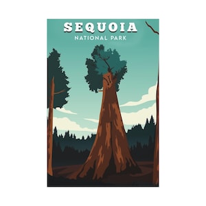 Sequoia National Park Giant Tree Forest Canvas Poster – Tall Redwoods Nature Print, Rustic Lodge Cabin Decor for Outdoor Lovers