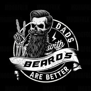 Dads with Beards Digital PNG – Skeleton with Beard Design – Beard Lovers Clipart for T-shirts, Mugs, and More
