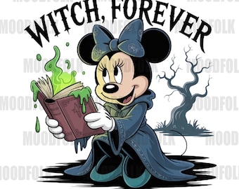 Hexe für immer Minnie Halloween digitaler Download | Niedliches Disney inspiriertes Hexe PNG für Sublimation, T-Shirt-Design, gruseliges druckbares DSD27