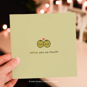Carina Olive You Card per San Valentino / Carina Olive Pun Greeting Card Divertente biglietto di auguri per anniversario per lui, biglietto per lei / Carina Olive Birthday Card