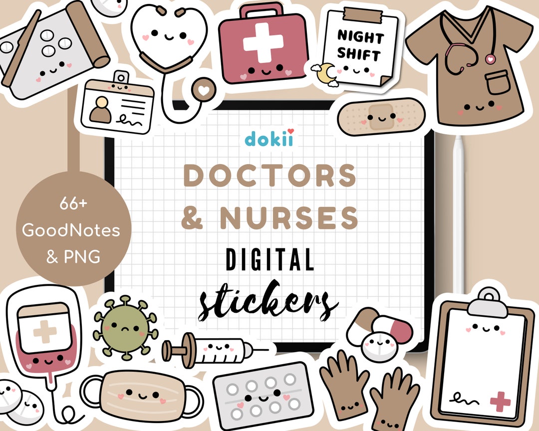 Kawaii Doctors & Nurses Digital Sticker Pack | Cute Medical Workers ...