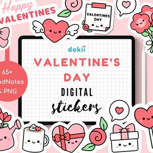 Niedliches Valentinstags-Digital-Sticker-Pack | 65+ Kawaii Goodnotes Februar Planer Digital PNG Pre-Cropped Datei-Download