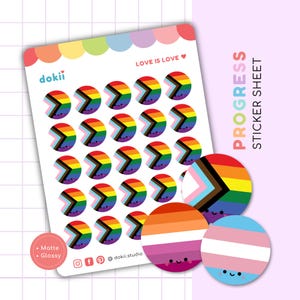 Foglio di adesivi con la bandiera dell'orgoglio / Adesivi carini LGBTQ+ Adesivi con la bandiera arcobaleno Adesivi per l'agenda dell'orgoglio Adesivi per il mese dell'orgoglio Etichette circolari con la bandiera dell'orgoglio