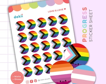 Hoja de pegatinas de la bandera del orgullo / Lindas pegatinas LGBTQ+ Pegatinas de la bandera arcoíris Pegatinas para el planificador del orgullo Pegatinas del mes del orgullo Etiquetas circulares de la bandera del orgullo