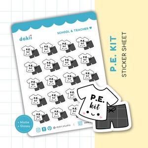 Adesivi carini per kit di educazione fisica / Adesivi per pianificatore di kit di educazione fisica per la scuola Promemoria per l'anno scolastico Adesivi per vestiti sportivi kawaii per l'esercizio
