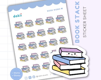 Niedliches Buch Sticker Blatt | Buch Planer Aufkleber Lese-Tracker, Leseplan-Aufkleber, Lesejournal-Aufkleber TBR Stack