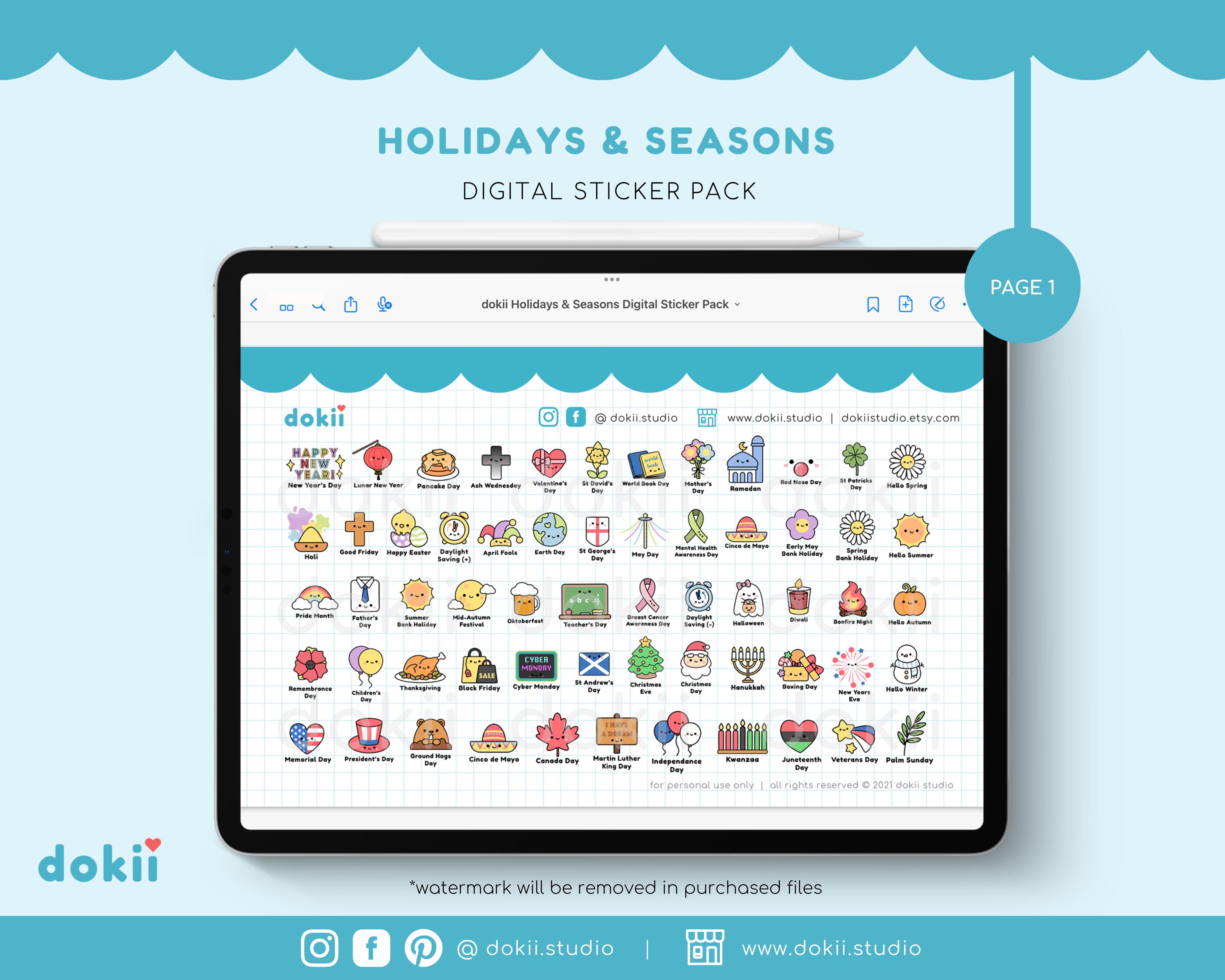 NEW! 2026 Holidays Digital Stickers | 60 Cute UK & USA Holidays ...