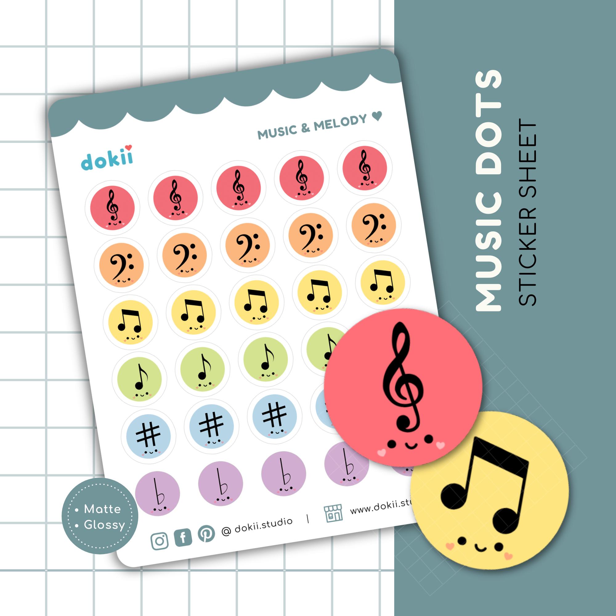Musical Notes Diy Sticker Rainbow Music Notes Sticker Sheet | Cute Music Planner Stickers Music ...