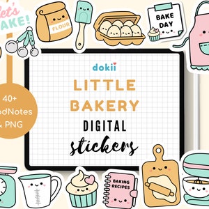 Kawaii Baking Digital Stickers | Cute Bakery GoodNotes & PNG Clipart Dessert Lover Bake Cupcakes Kitchen Cooking Digital Planner Stickers UK