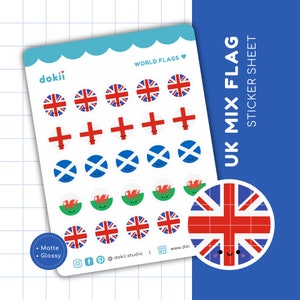Mélange mignon de feuilles d'autocollants du drapeau du Royaume-Uni | rond d'autocollants de drapeau du Royaume-Uni | Drapeau anglais, drapeau écossais, drapeau gallois, drapeau britannique