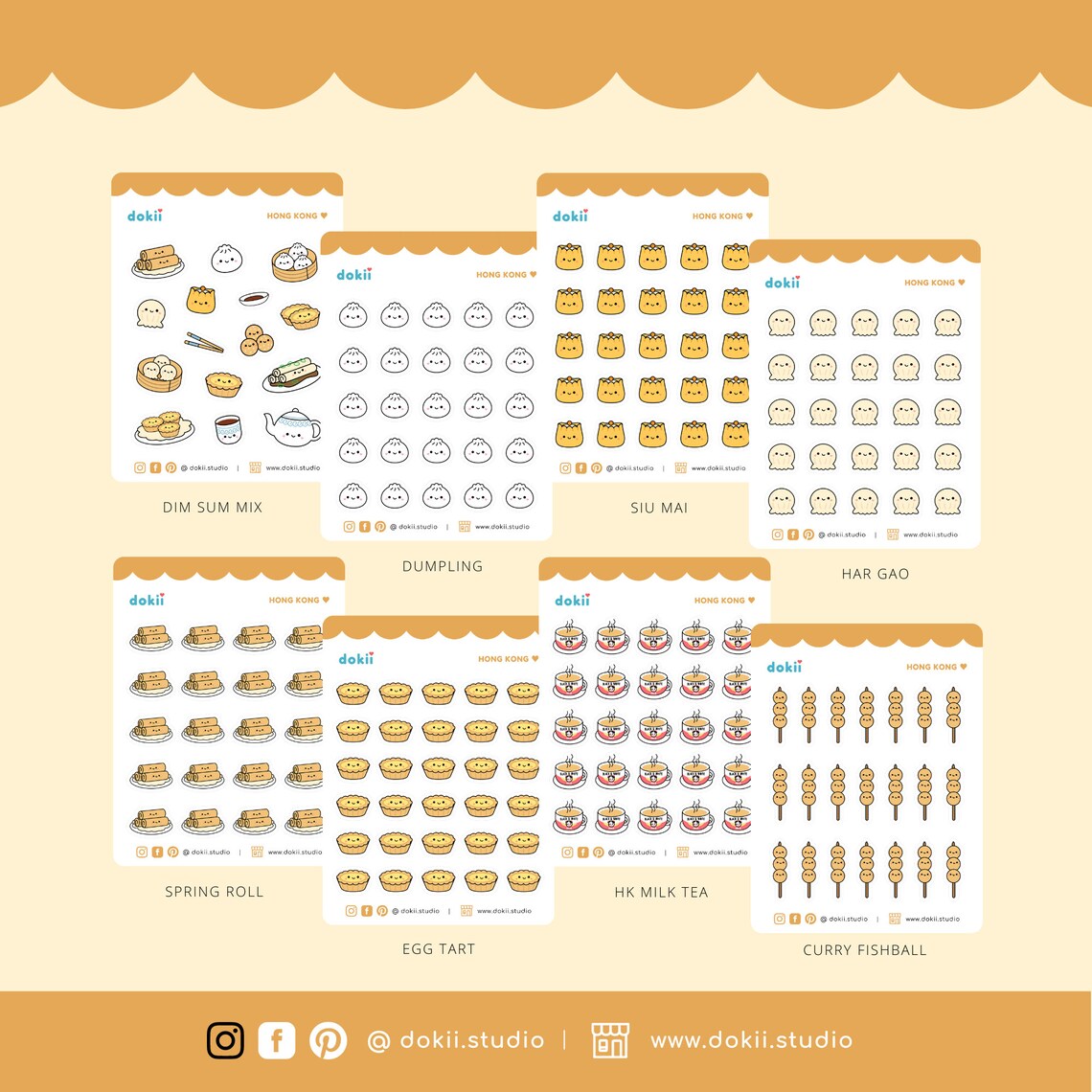 Throwing Sum Sticker Kawaii Dim Sum Sticker Sheet | Cute Yum Cha Stickers Hong Kong Food ...