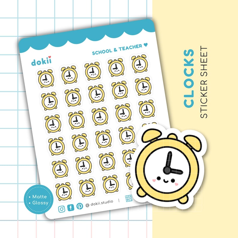 Cute Clock Planner Stickers | Alarm Clock Stickers | Wake Up, School ...