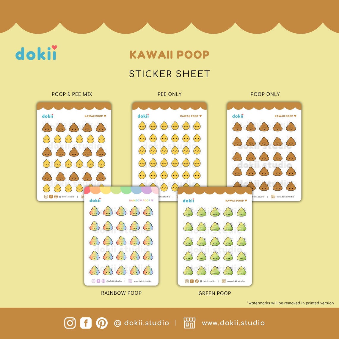 Smelly Poop Sticker Sheet | Cute Poo Planner Stickers Green Diarrhoea ...