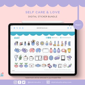 Kawaii Self-care & Love Digital Stickers | 83+ Cute Aesthetic Icons ...