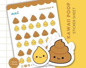 Kawaii Kak & Pee Stickervel | Schattige kak planner stickers zindelijkheidstraining tracker kak emoji zindelijkheidstraining planner sticker kak pictogram plassen