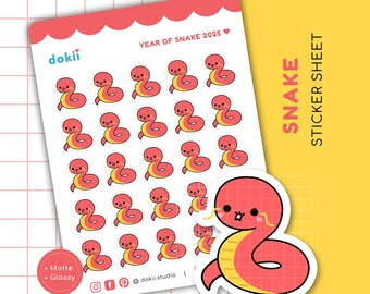 Söt ormplaneringsark | Ormarna 2025-klistermärke, Kinesiskt nyår 2025-klistermärke CNY Lunar New Year-klistermärke Kawaii ormklistermärke