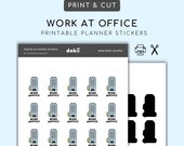 Cute Work at Office Printable Planner Stickers | Kawaii Office Building Icon Planner Stickers Work Schedule Reminder Print & Cut - dokii