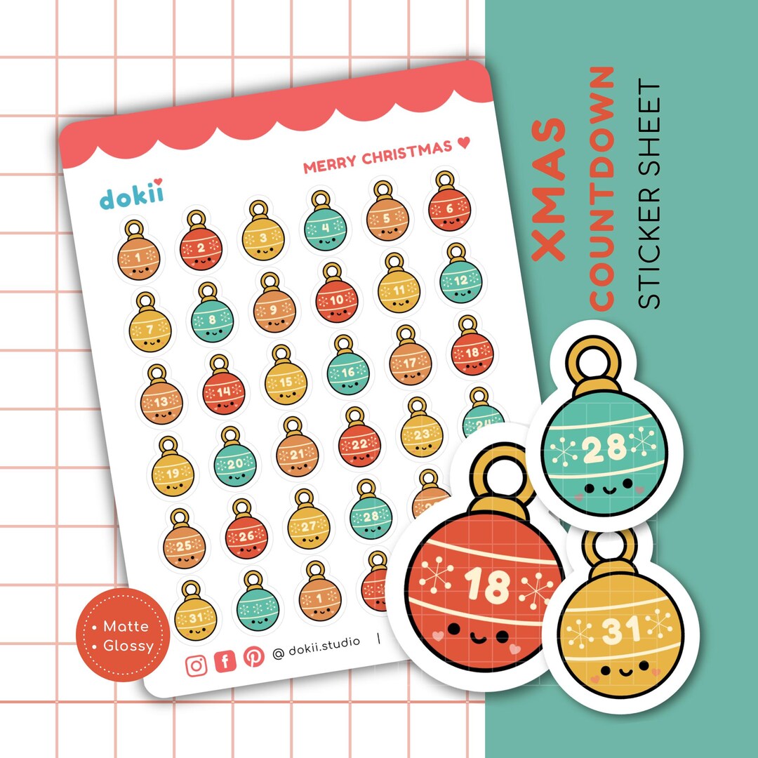 Christmas Countdown Sticker Sheet | Christmas Planner Stickers ...