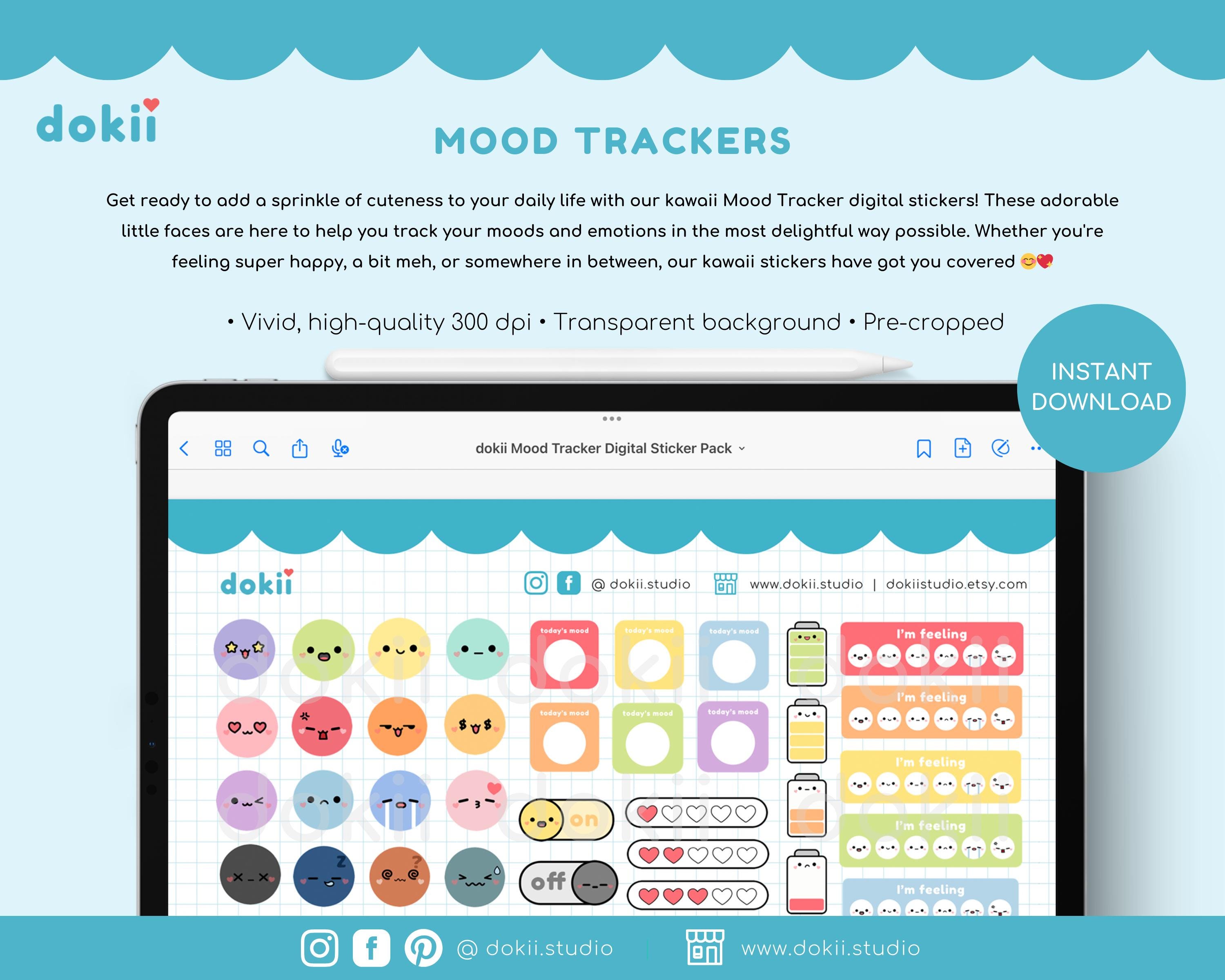 Cute Mood Tracker Digital Stickers | Kawaii Mood Stickers Goodnotes ...
