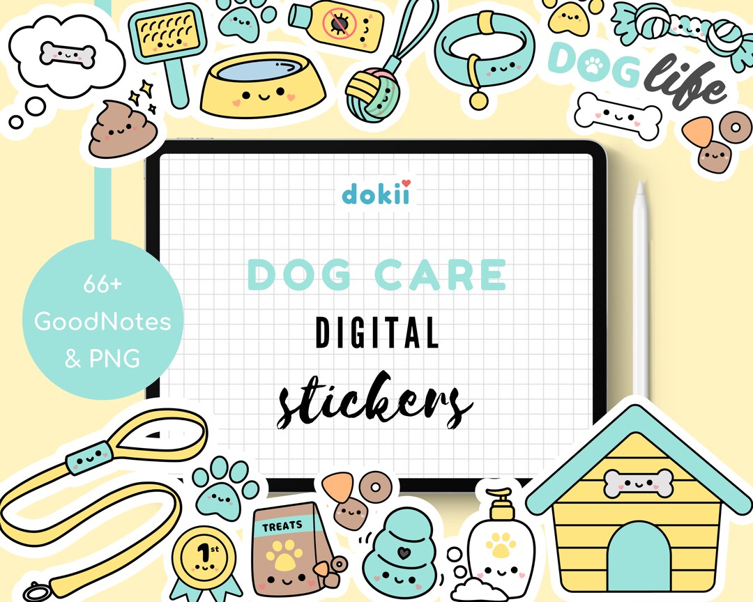 Kawaii Dog Care Digital Stickers | 66+ Cute Puppy Schedule Icon ...