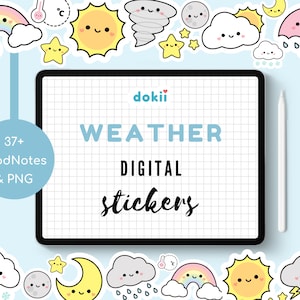 Kawaii Wetter Digitale Aufkleber | 37 Schönes Wetter GoodNotes Oktober Digitaler Planer Tägliches Symbol Wetter PNG Clipart Sonnig Regenbogen