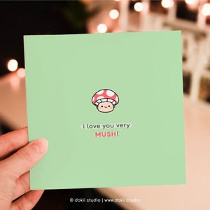 Cartão bonito do cogumelo | Eu te amo muito! Cartão comemorativo Kawaii Pun para o Dia das Mães, Aniversário de Amante de Cogumelos, Namorado/Namorada Reino Unido