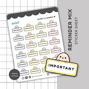 Foglio di adesivi promemoria carini / Adesivi per pianificatore promemoria Adesivi per appuntamenti importanti annullati Adesivi per personaggi Mochi Emotes Beanii Emoti