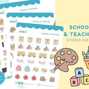 Adesivos Kawaii para Escola e Professor | Adesivos fofos para a volta às aulas, material de papelaria para professores - Números, cores, formas, datas letivas, Reino Unido