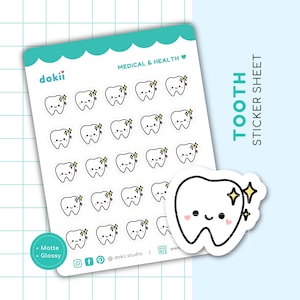 Feuille d'autocollants pour dentiste | Stickers autocollants mignons pour rendez-vous dentiste, vérification des dents, icônes de dent kawaii, autocollants pour agenda Royaume-Uni