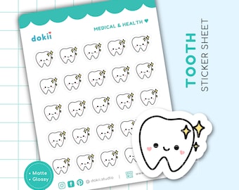 Zahnarzt Sticker Blatt | Niedliche Zahn Planer Aufkleber Zahnarzt Termin Teeth Check Kawaii Tooth Tooth Sticker Set