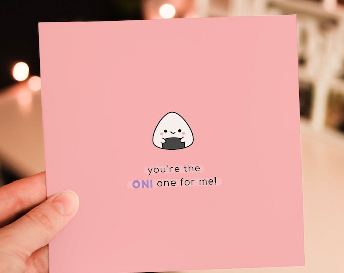 Cute Onigiri Greeting Card | Funny Sushi Anniversary Card Pun for Boyfriend/Girlfriend Kawaii Sushi Greeting Card Love Japanese Card UK