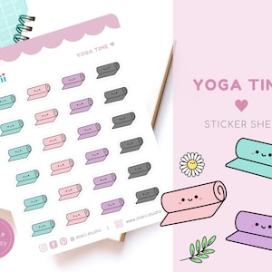 Kawaii Yoga Sticker Bogen | Niedliche Yoga Sticker Meditation Yoga Matte Entspannung Namaste Motivation Fitness Tracker Übung