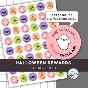 ハロウィンの先生へのご褒美ステッカー 名前をカスタマイズ | かわいいよくできましたステッカー ハロウィンプランナーステッカー 生徒のモチベーションを高める先生ステッカー