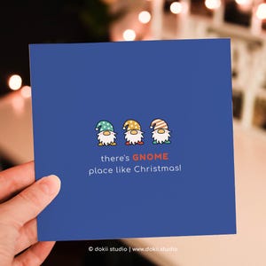 Cartão de felicitações de gnomo fofo | Cartão de Natal fofo Cartão de gnomo engraçado Trocadilho engraçado Cartão de Natal Kawaii Presente para amantes de gnomos Saudações da estação Gonk Natal