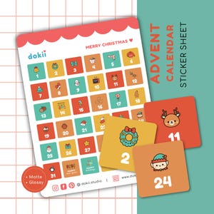 Stickervel adventskalender | Leuke stickers datumomslag december datumplanner stickers nieuwjaar aftellen 2025 geschenkenlabel