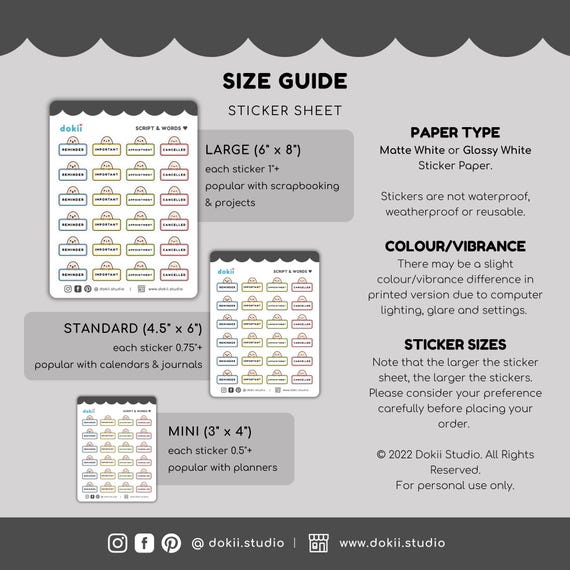 Cute Reminder Sticker Sheet Reminder Planner Stickers Important