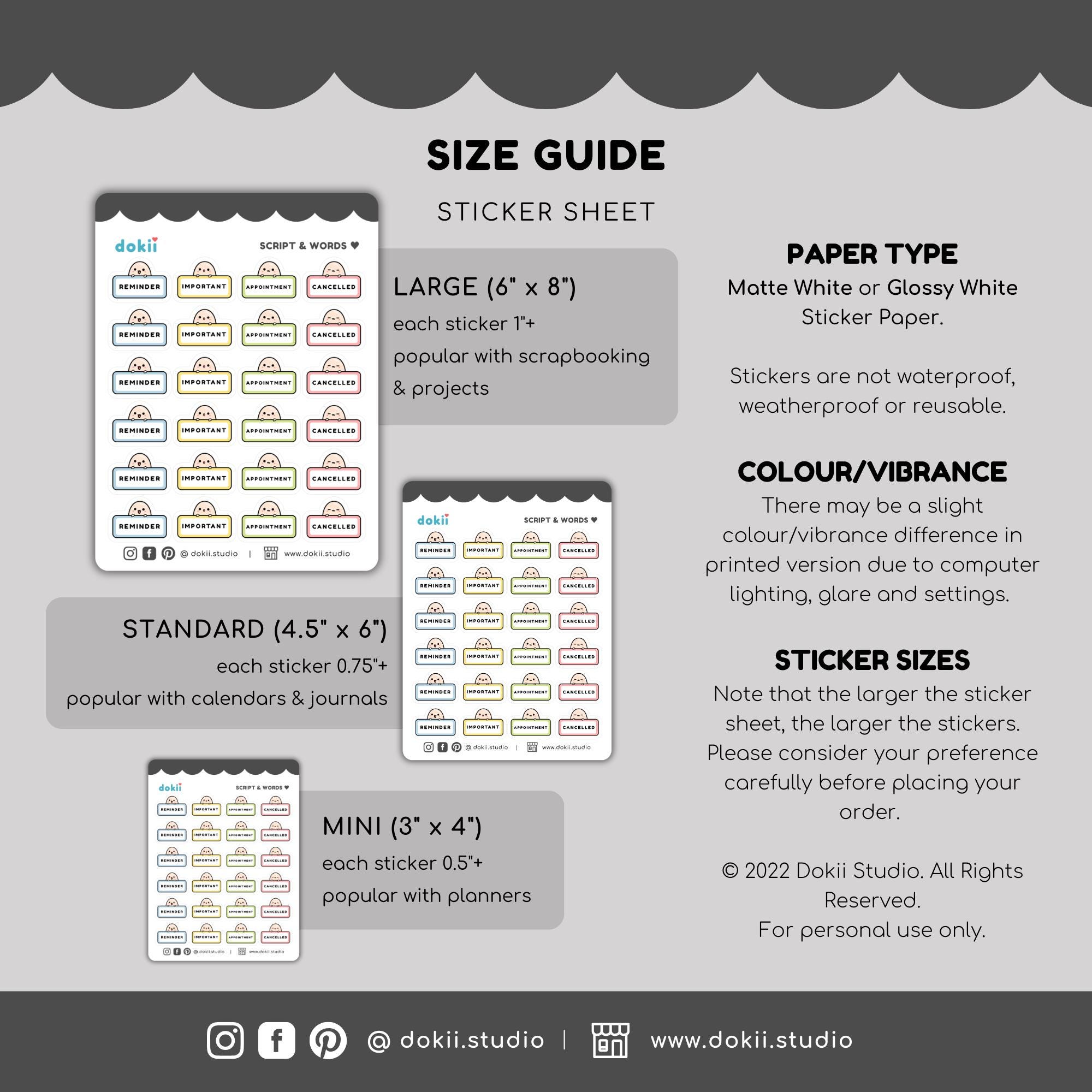 Cute Reminder Sticker Sheet | Reminder Planner Stickers Important ...