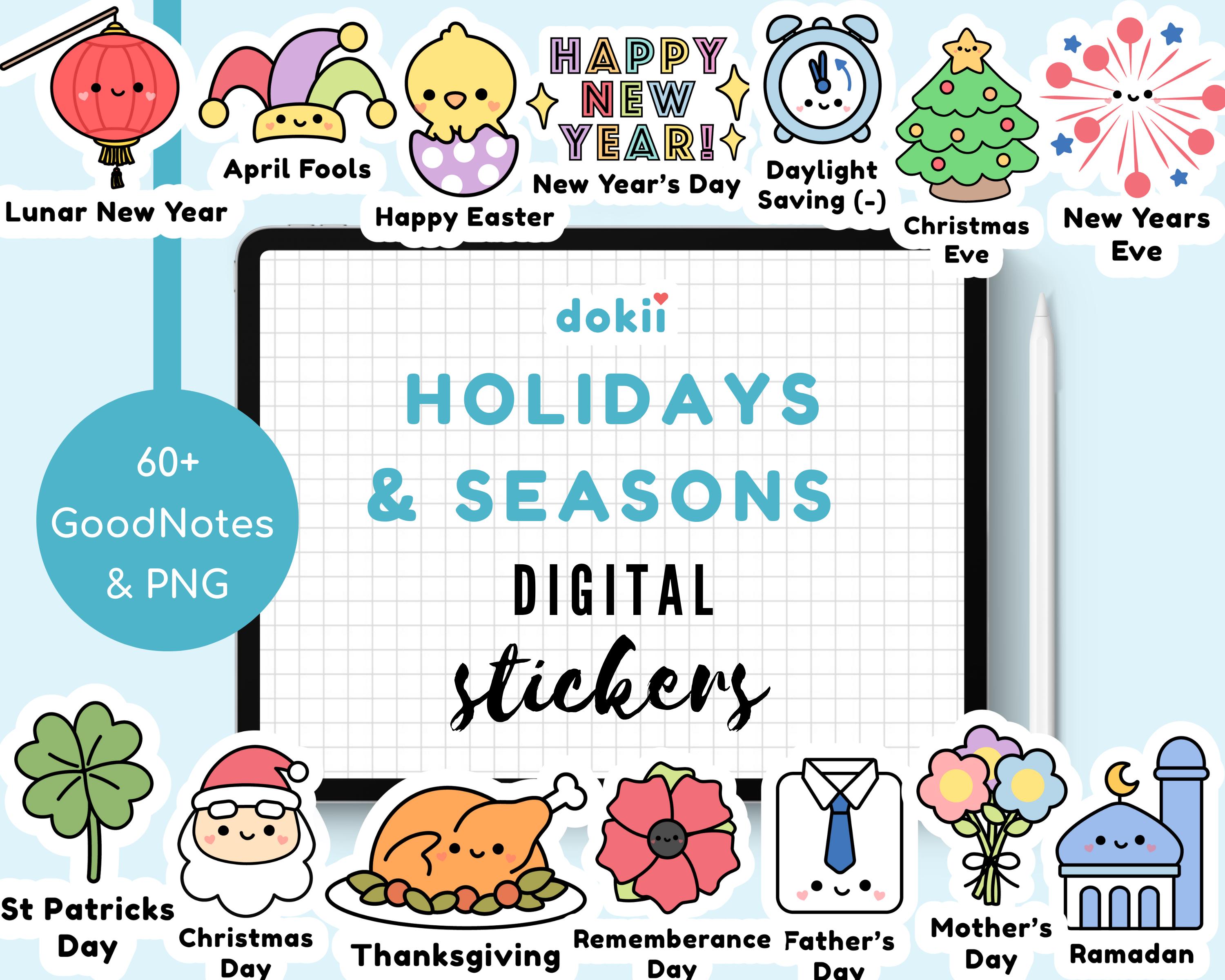 60 Global Holidays Digital Stickers 2025 | Cute UK, US Holidays ...