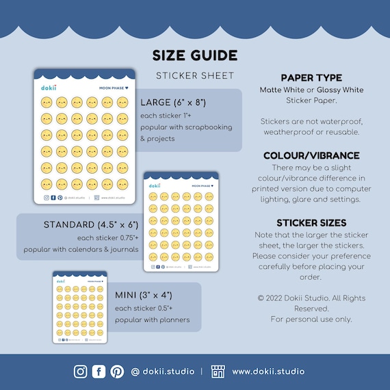 Kawaii Full Moon Sticker Sheet Cute Moon Tracker Planner Sticker