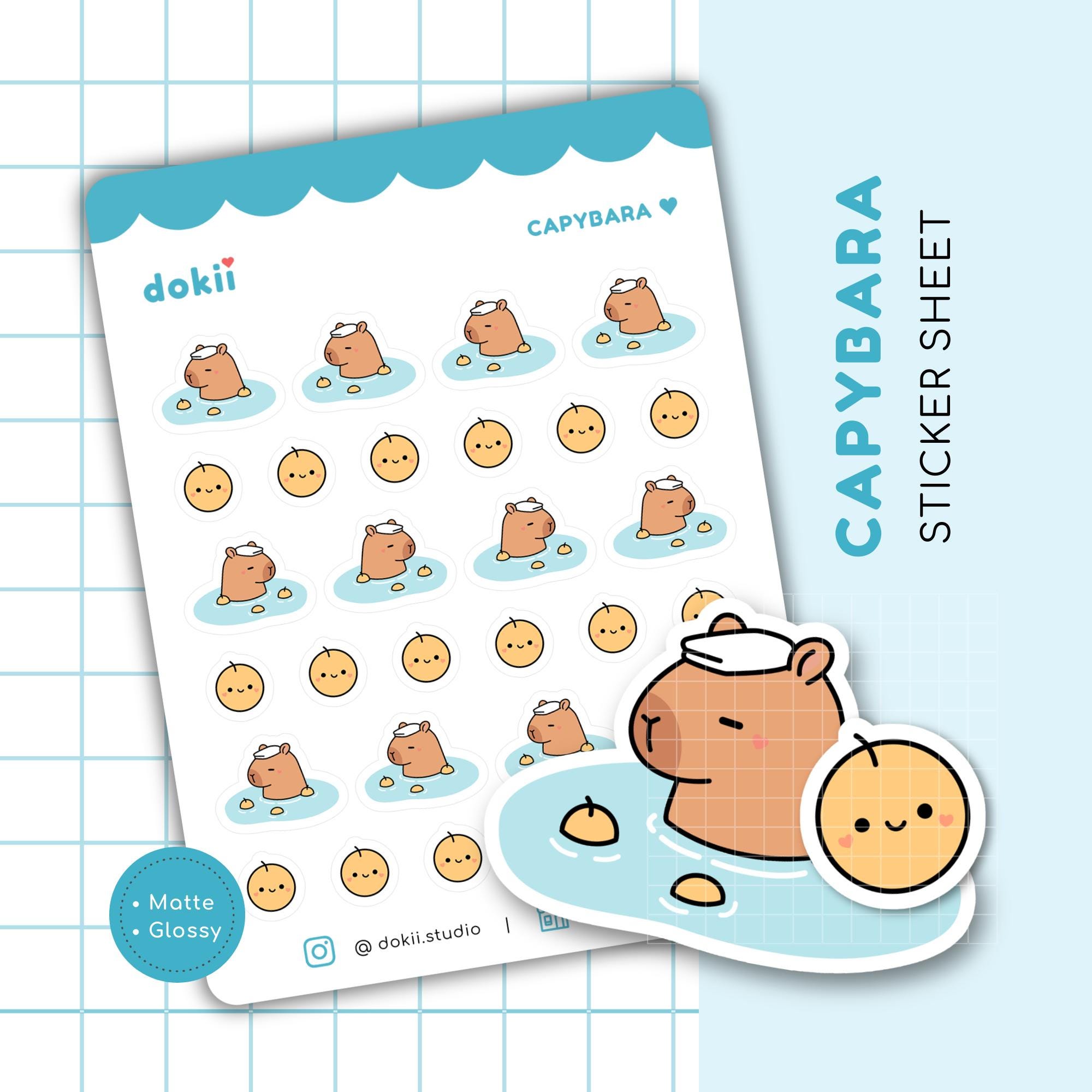 Cute Capybara Sticker Sheet | Kawaii Capybara Planner Stickers Cappy ...