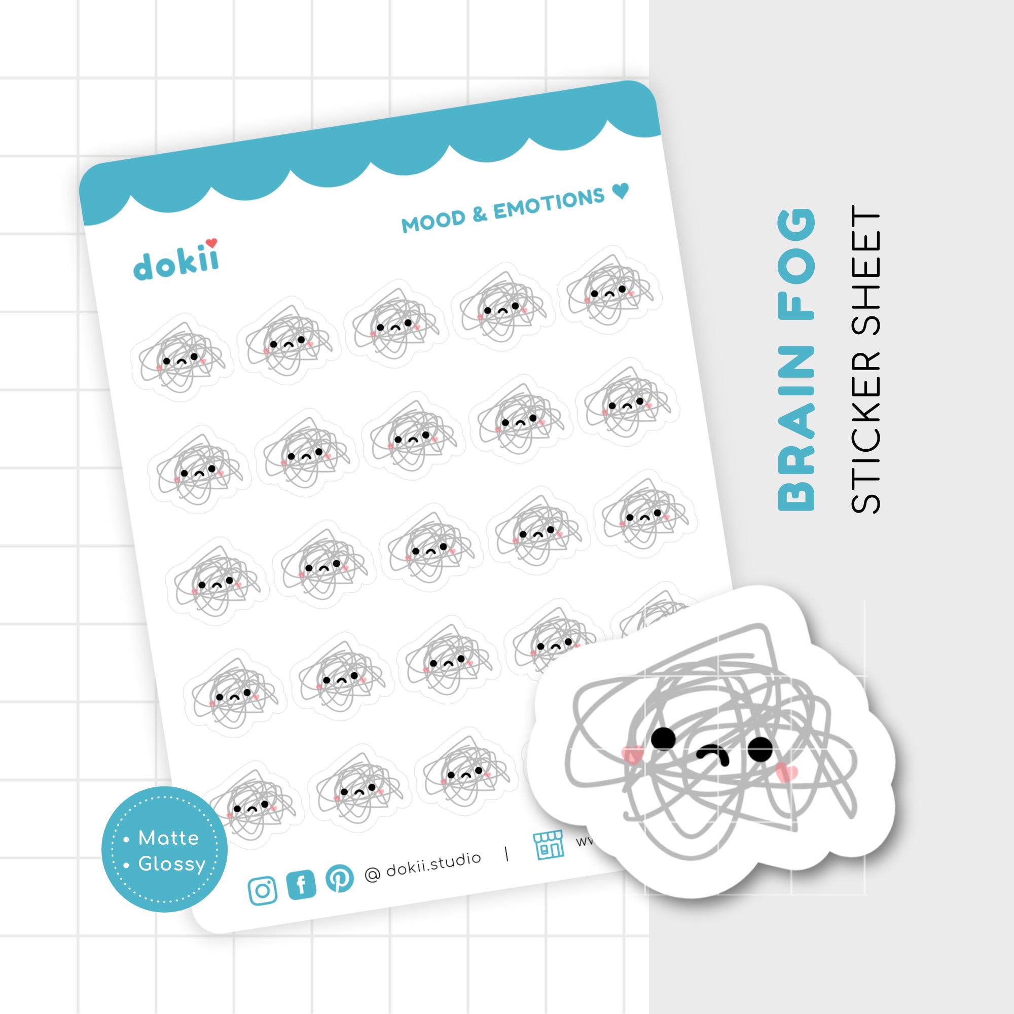 Cute Brain Fog Sticker | Stress Tracker Stickers, Anxiety Planner ...