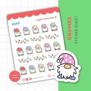 Stickervel Kawaii Gonk | Leuke kabouter planner sticker kerst feestelijk december planner schattige Gonk stickers tuinkabouters sticker Magic UK