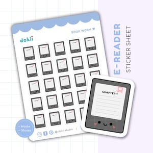 Simpatico foglio di adesivi per e-reader / Adesivo per pianificatore Kindle Adesivi per la lettura, Tracker di lettura, Adesivo per pianificatore di lettura, Diario di lettura Ebook Kobo