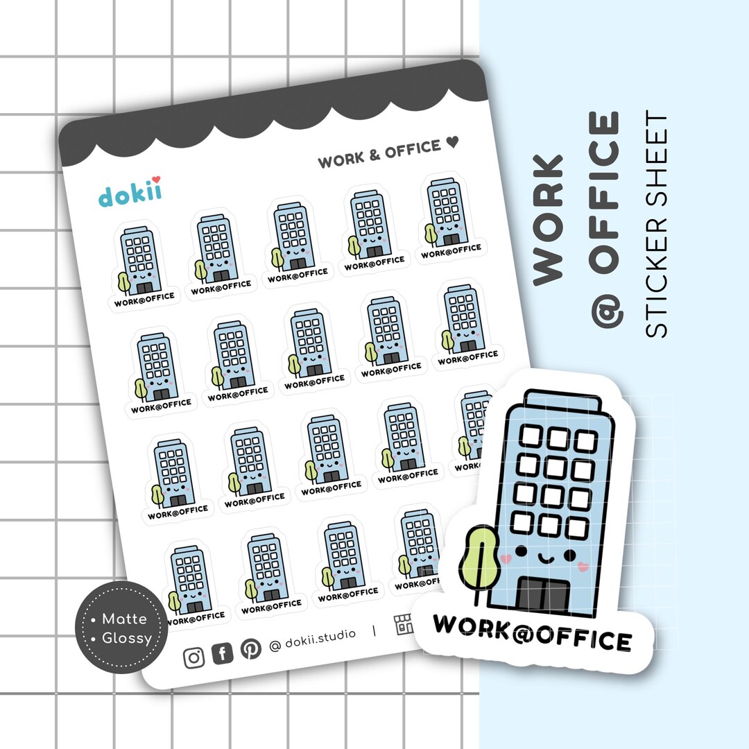 Work at Office Planner Sticker Sheet | Cute Office Building Sticker ...