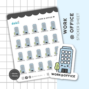 Work at Office planner stickervel | Leuke sticker kantoorgebouw, Work in Office herinneringssticker Work Tracker Office Kawaii WFH-stickers