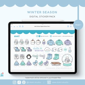 Kawaii Winter Season Digital Sticker Pack 56 Cute Winter Goodnotes