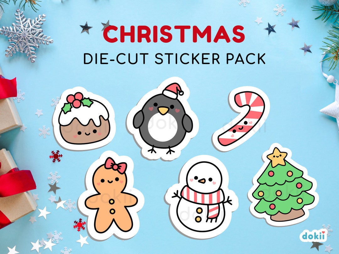 Kawaii Christmas Sticker Pack Cute Christmas Die-cut Sticker - Etsy