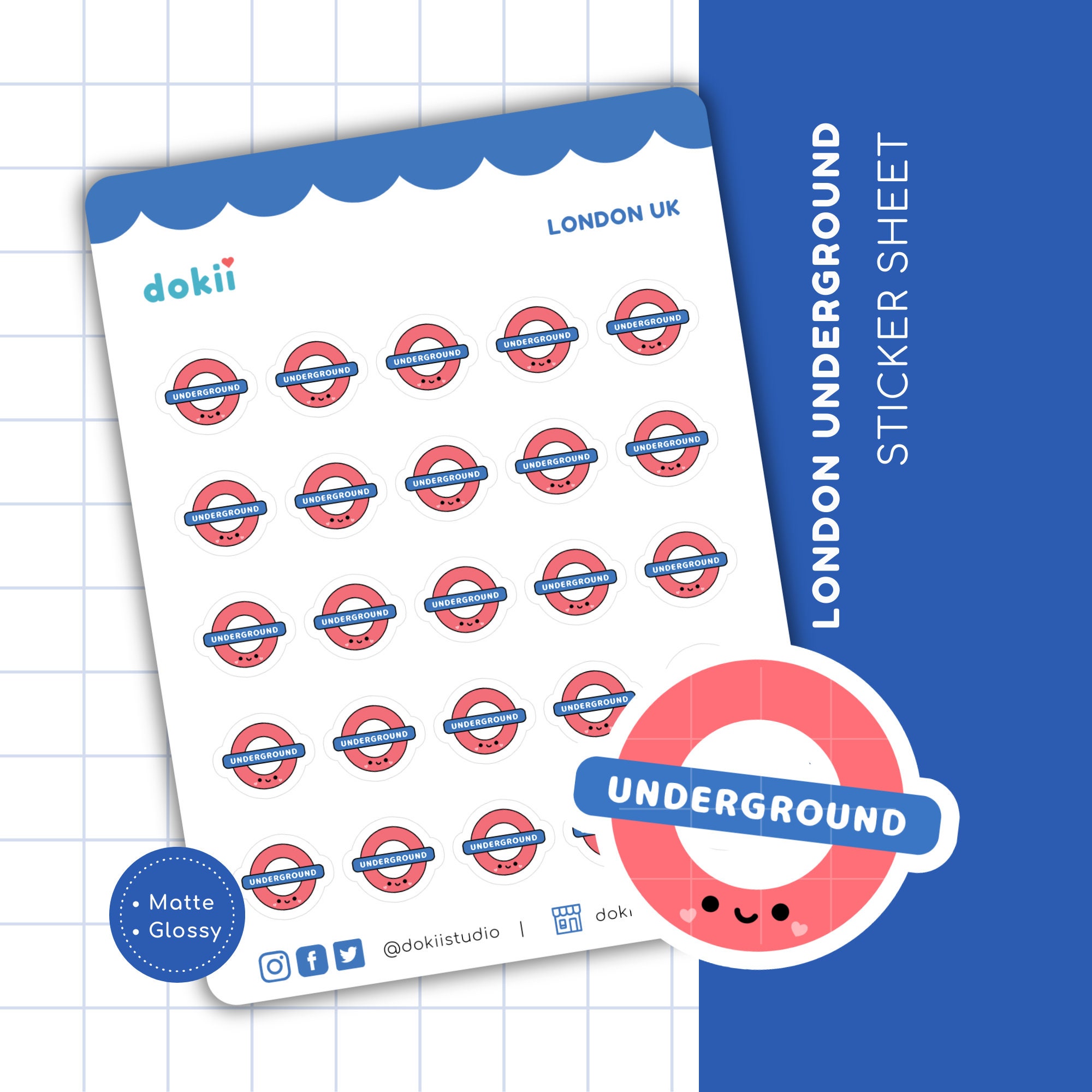 Underground Work Sticker London Underground Sticker Sheet | Cute London Tube Sticker London ...
