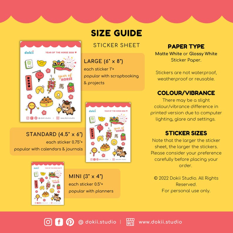 Cute 2026 Year of the Horse Sticker Sheet | Kawaii Lunar New Year ...